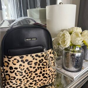 Sassy Jones Black and Tan Two-Tone Backpack